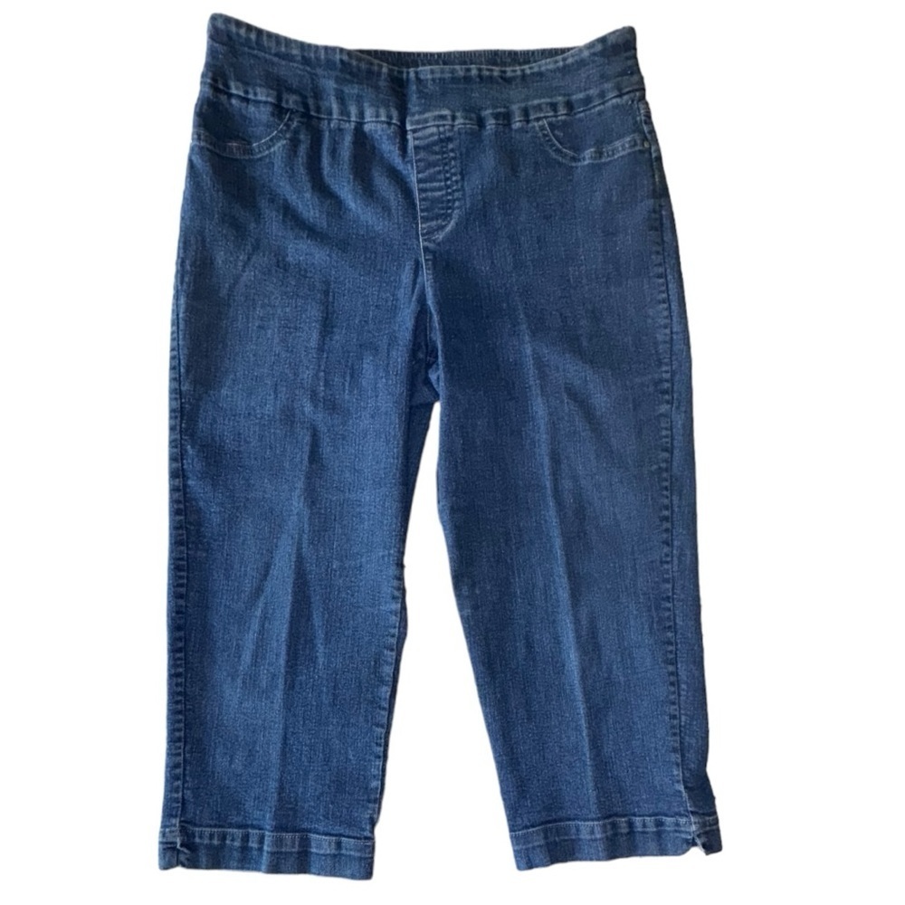 N Touch Size 8 Pull On Cropped Slim Stretch Flat Front Denim Jeans